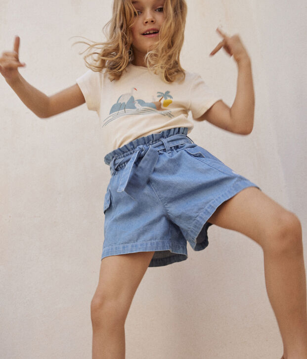 Shorts aus Bio-Denim f&uuml;r M&auml;dchen blau