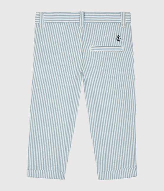 Baby-Hose in Seersucker für Jungen blau ACIER/weiss MARSHMALLOW