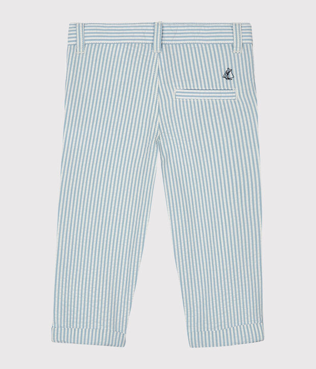 Baby-Hose in Seersucker f&uuml;r Jungen blau/weiss