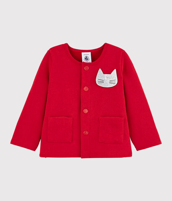 Baby-Cardigan aus Molton für Mädchen rot TERKUIT
