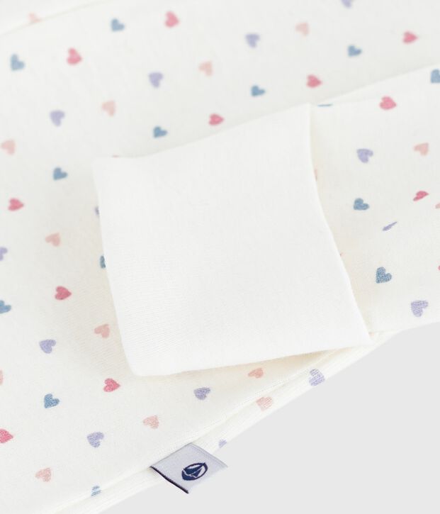 Strampler mit Kragen aus Baumwolle Herzmotiv weiss/vielfarbig