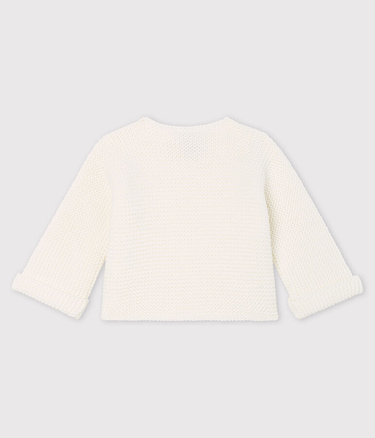 Baby-Cardigan aus Bio-Baumwollstrick weiss MARSHMALLOW