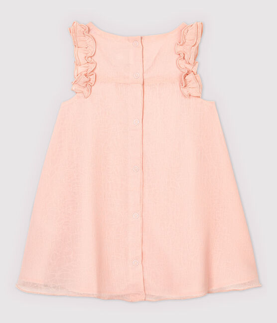 Kurzärmeliges Baby-Kleid aus Crêpe für Mädchen rosa MINOIS