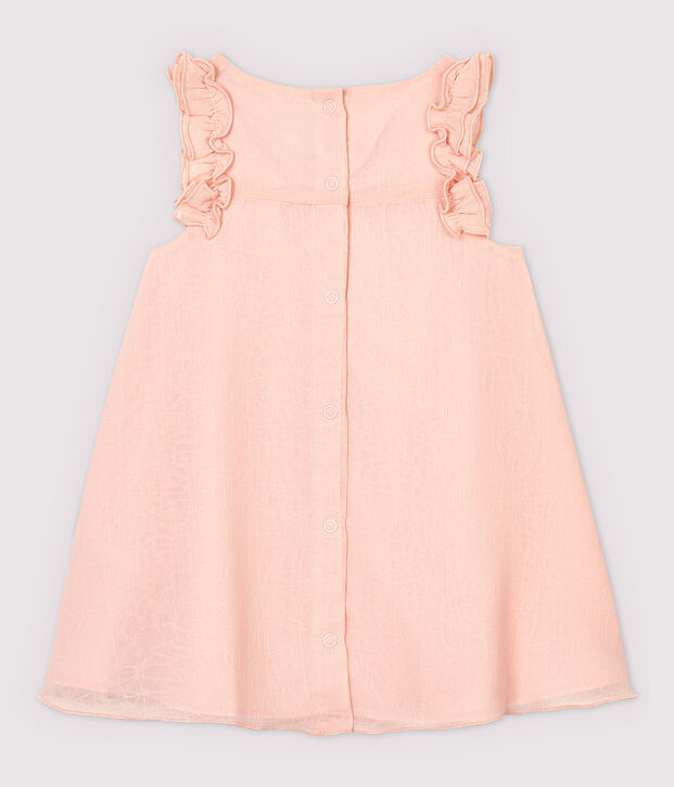 Kurz&auml;rmeliges Baby-Kleid aus Cr&ecirc;pe f&uuml;r M&auml;dchen rosa