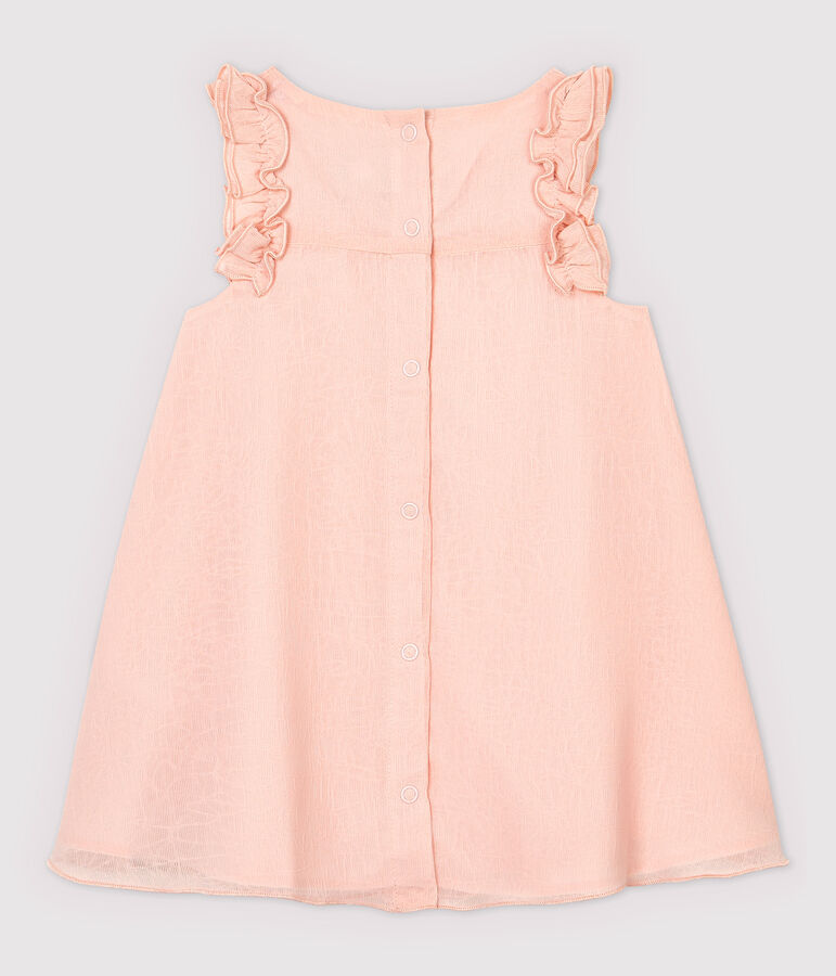 Kurz&auml;rmeliges Baby-Kleid aus Cr&ecirc;pe f&uuml;r M&auml;dchen rosa