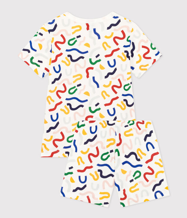 Kurzer Kinderpyjama aus Baumwolle mit Printmotiv mit Leuchteffekt weiss/vielfarbig
