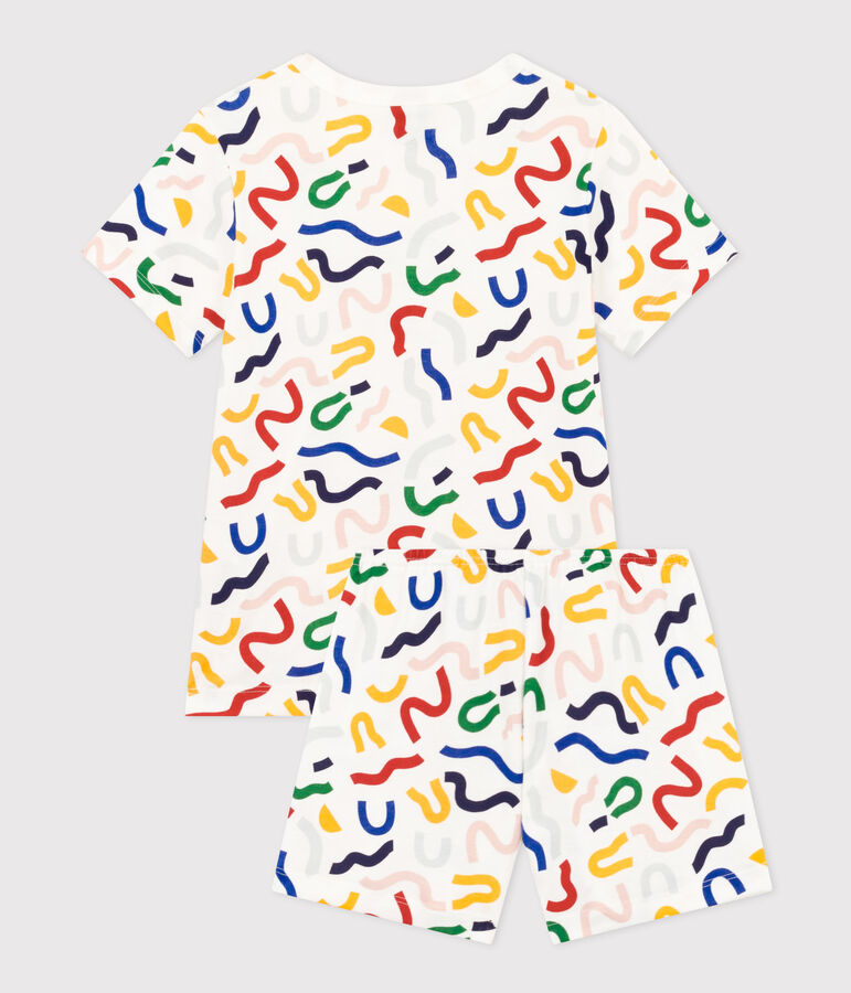 Kurzer Kinderpyjama aus Baumwolle mit Printmotiv mit Leuchteffekt weiss MARSHMALLOW/weiss MULTICO
