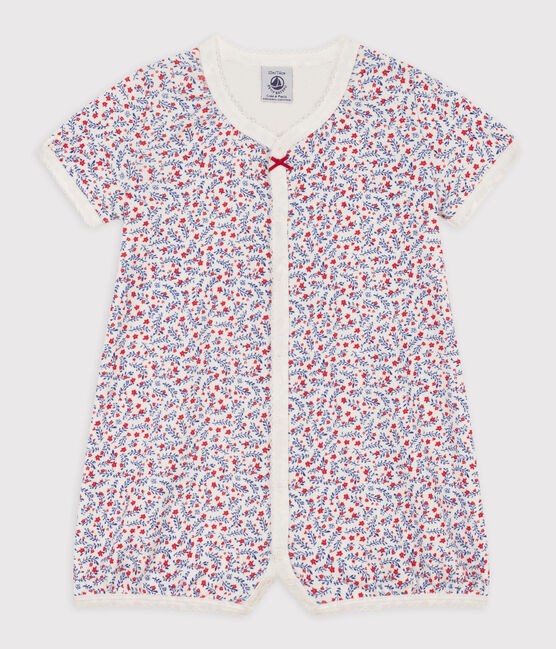 Geblümter Baby-Kurzoverall aus Baumwolle weiss MARSHMALLOW/weiss MULTICO