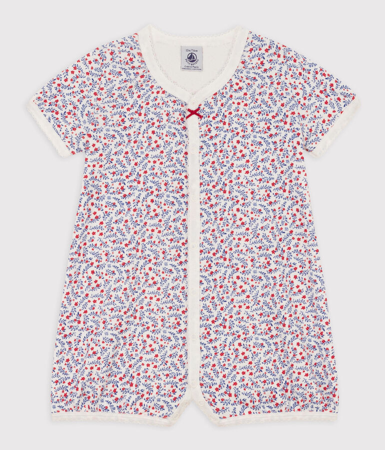 Gebl&uuml;mter Baby-Kurzoverall aus Baumwolle weiss/vielfarbig