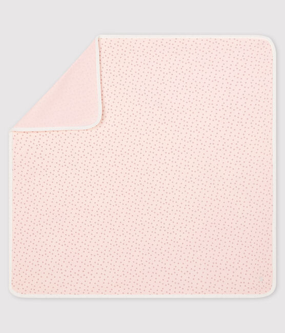 Decke für Neugeborene aus Rippstrick rosa FLEUR/grau CONCRETE