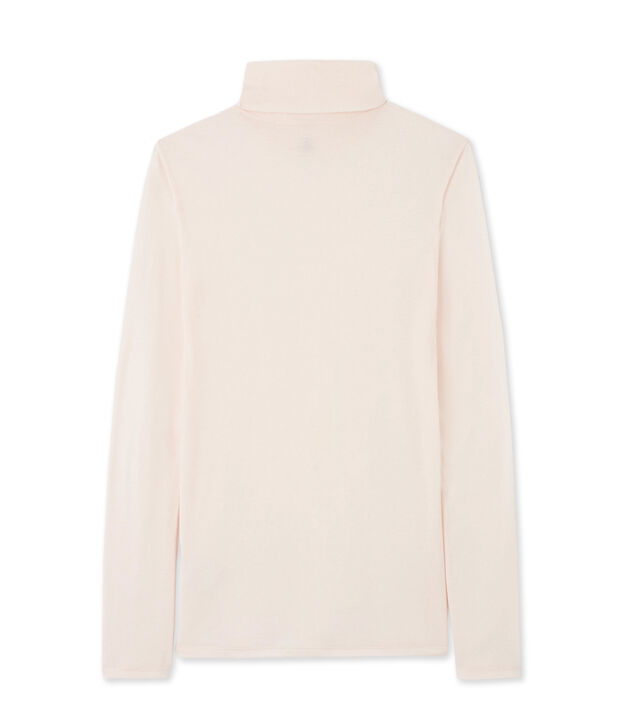 Damen-Unterziehpullover aus leichter Baumwolle rosa Fleur
