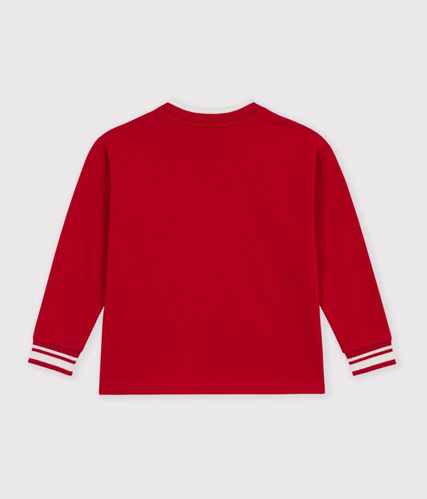Lang&auml;rmeliges Kinder-T-Shirt aus einfarbiger Baumwolle rot