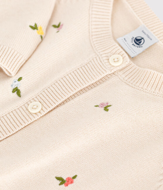 Kinder-Cardigan aus Wolle und Baumwolle mit gestickten Motiven weiss AVALANCHE/ MULTICO