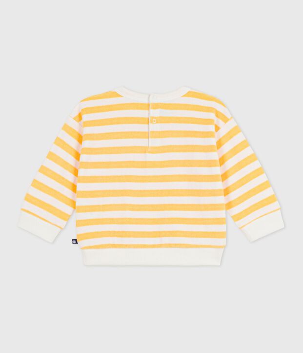 Baby-Sweatshirt aus Baumwolle mit Streifen gelb/weiss
