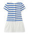 Kurzärmeliges Baby-Mädchen-Kleid weiss MARSHMALLOW/blau PERSE