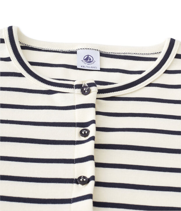 Gestreifter Damen-Cardigan weiss/blau