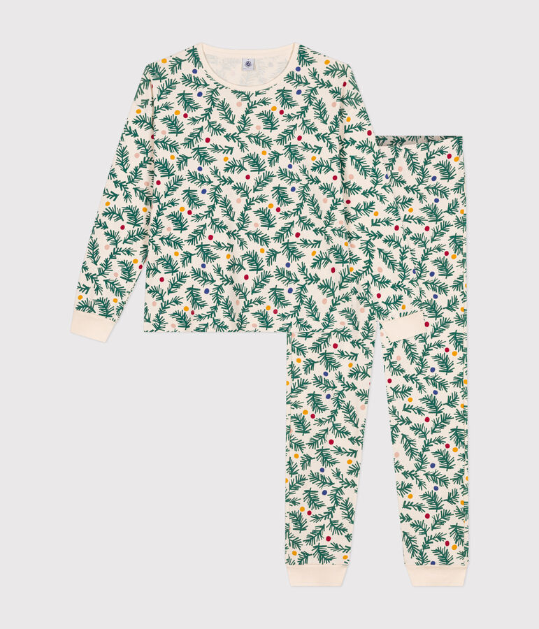 Damen-Pyjama aus Baumwolle mit Tannenbaum-Motiv naturfarben/vielfarbig