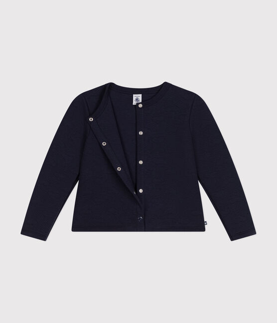 Kinder-Cardigan aus Doppeljersey für Mädchen blau SMOKING