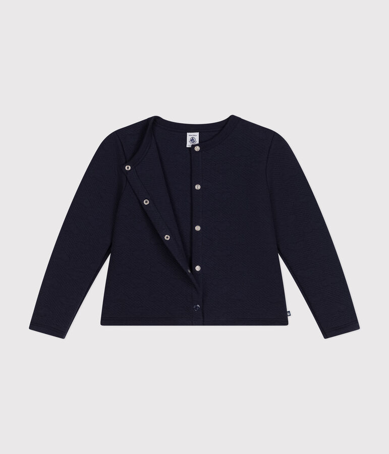Kinder-Cardigan aus Doppeljersey f&uuml;r M&auml;dchen blau