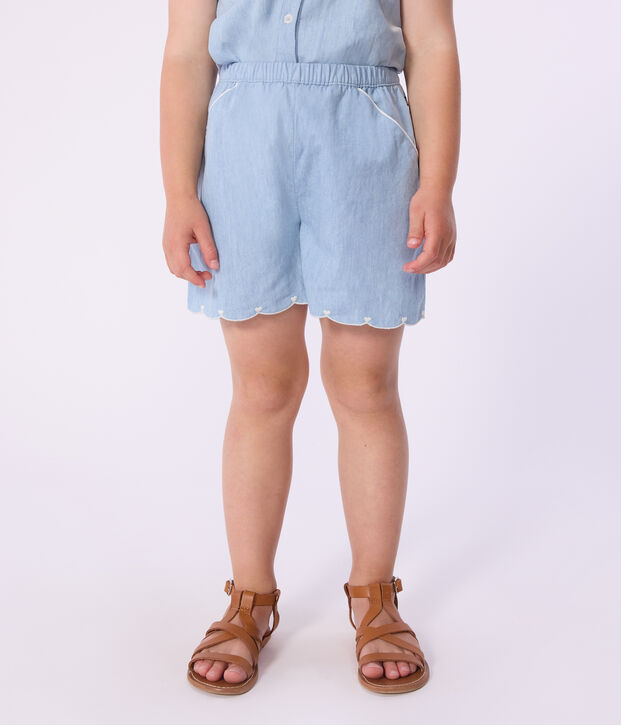 Kinder-Shorts aus einfarbiger Baumwolle blau
