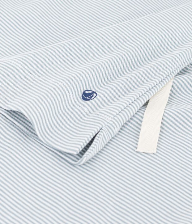 Damen-Pyjama aus Baumwolle mit weiten Beinen und Streifen grau/weiss