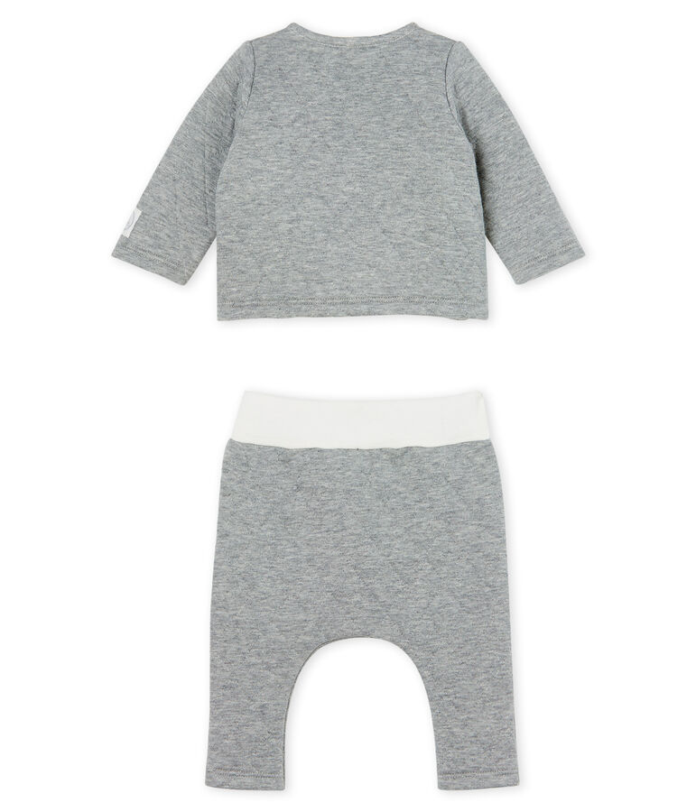 2-teiliges Baby-Set aus gestepptem Doppeljersey grau