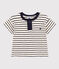 Kurzärmeliges Baby-T-Shirt aus geflammtem Jersey weiss AVALANCHE/blau SMOKING