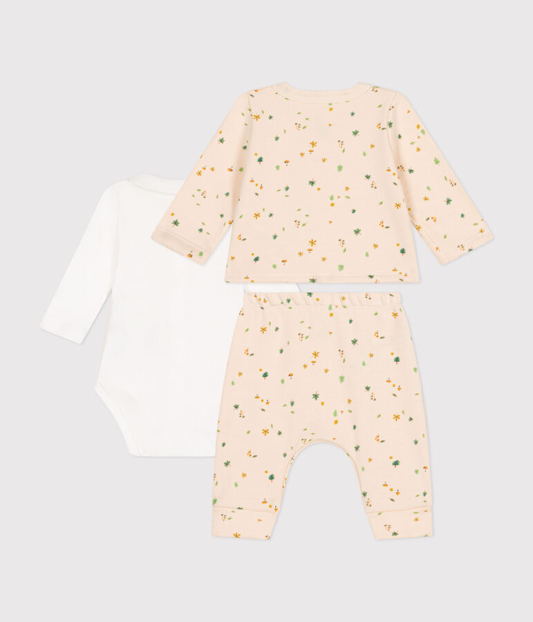 3-teiliges Baby-Set aus Molton naturfarben/vielfarbig