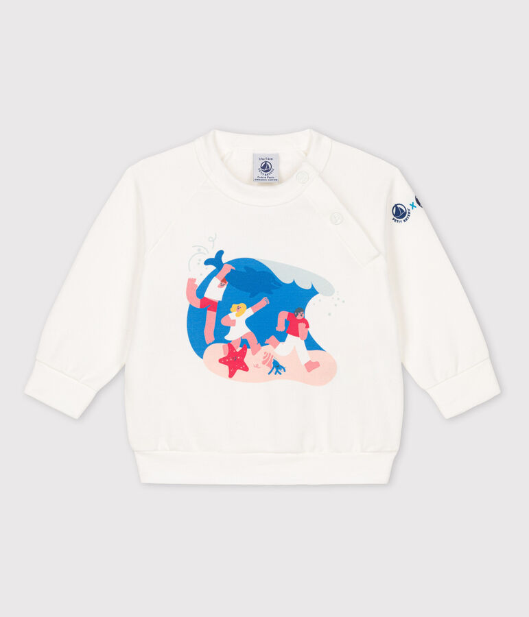 Baby-Sweatshirt Petit Bateau &times; Water Family weiss