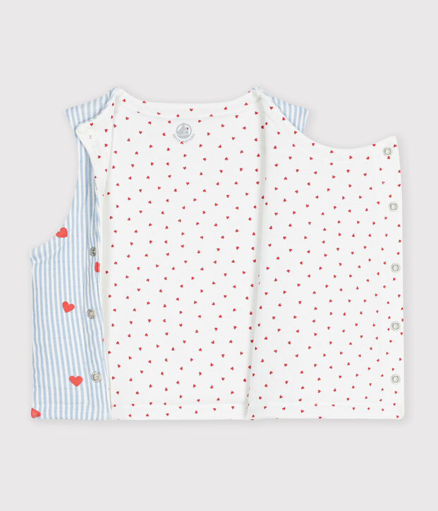 Wendbare Baby-Weste aus Baumwolle mit Herzmotiv weiss/vielfarbig