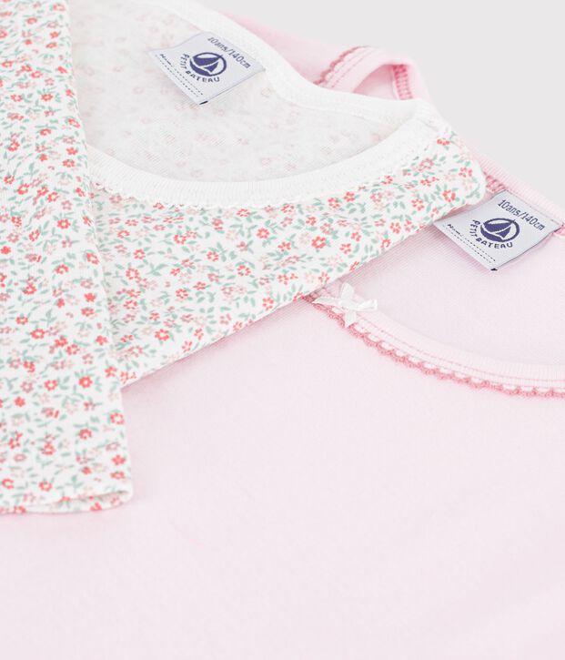 Set lang&auml;rmeliger Kinder T-Shirts aus Baumwolle mit Blumenmuster vielfarbig