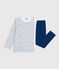 Pyjama  en velours weiss/blau/vielfarbig