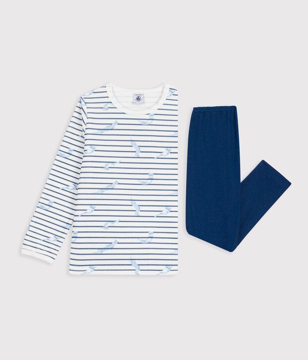 Pyjama  en velours weiss/blau/vielfarbig