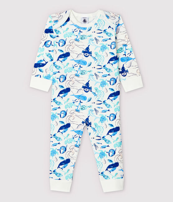 Baby-Strampler aus Baumwolle, ohne Druckknöpfe, mit maritimem Motiv weiss MARSHMALLOW/weiss MULTICO