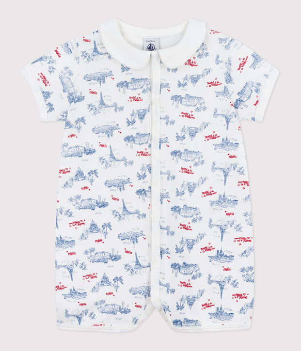 Baby-Kurzoverall mit Paris-Motiv am Kragen weiss/vielfarbig