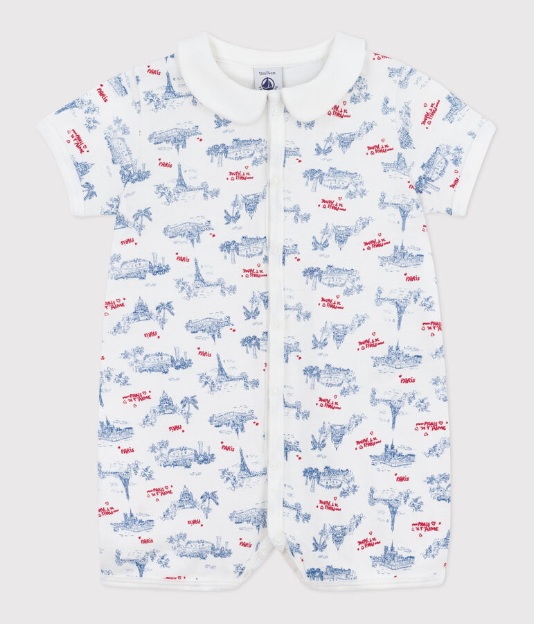 Baby-Kurzoverall mit Paris-Motiv am Kragen weiss/vielfarbig