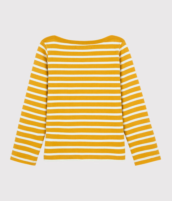 Kinder-Streifenshirt aus Baumwolle für Mädchen / Jungen gelb BOUDOR/weiss MARSHMALLOW