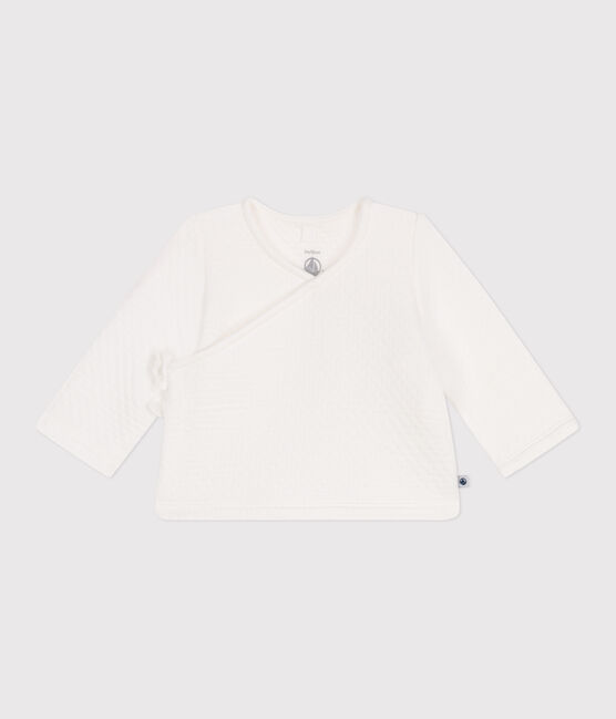 Baby Wickeljacke aus gestepptem Baumwoll-jersey weiss MARSHMALLOW