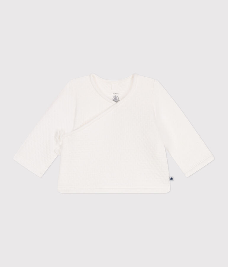 Baby Wickeljacke aus gestepptem Baumwoll-jersey weiss