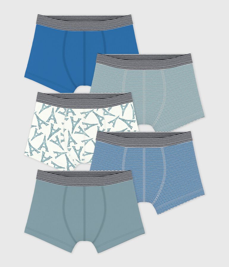 Set Kinder-Boxershorts aus Baumwolle mit Eiffelturm-Motiv vielfarbig