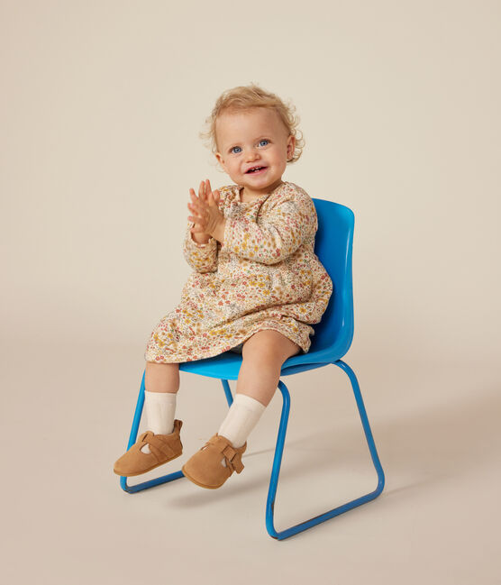 Langärmeliges Baby-Kleid aus gestepptem Doppeljersey weiss AVALANCHE/ MULTICO