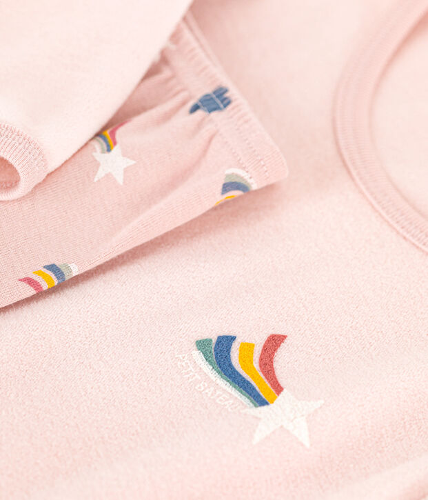 Kinder-Nachthemd aus Nicki. rosa/vielfarbig