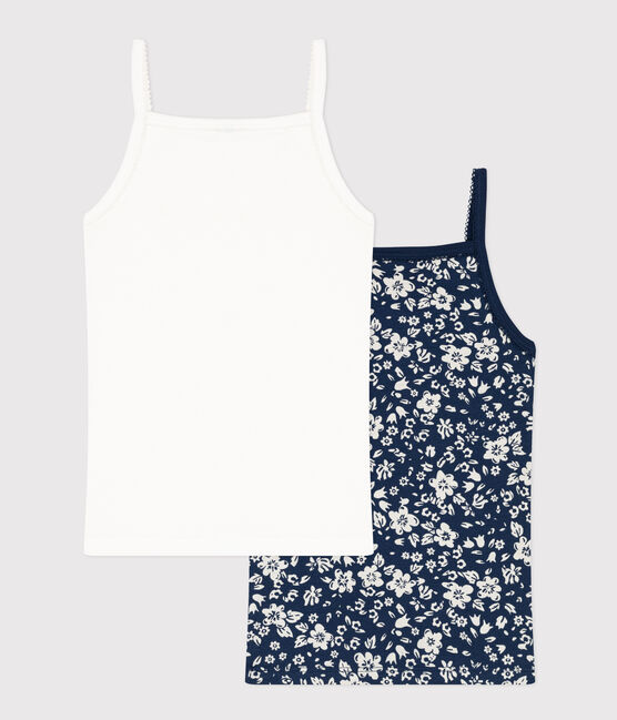 2er-Set Spaghetti-Tops aus Baumwolle mit Blumenmotiv für Mädchen variante 1