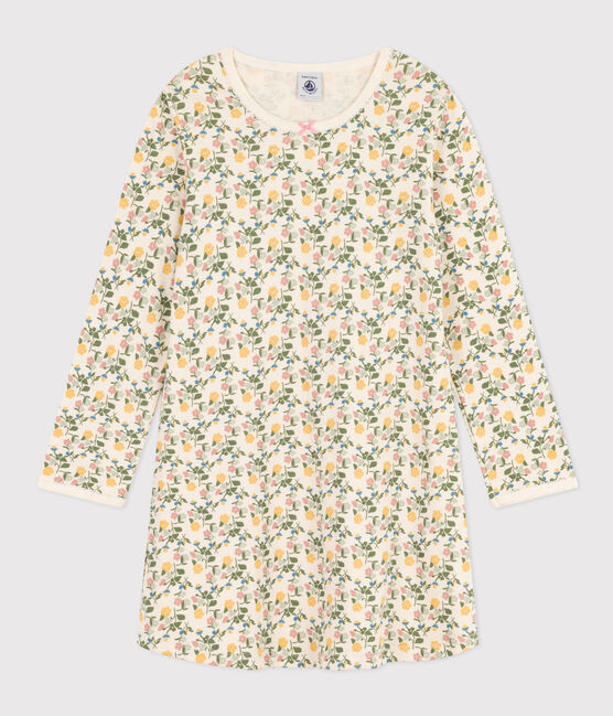 Kinder-Nachthemd aus Baumwolle mit Blumenmuster weiss AVALANCHE/ MULTICO