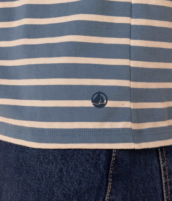 Damen-T-Shirt LE DROIT aus Baumwolle mit V-Ausschnitt POLOCHON/ AVALANCHE