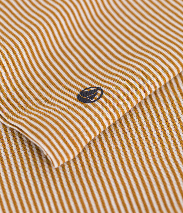 Lang&auml;rmeliges Damen-T-Shirt L'Iconique aus gestreiftem Rippstrick braun/weiss