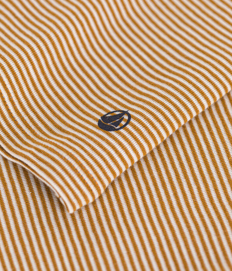 Lang&auml;rmeliges Damen-T-Shirt L'Iconique aus gestreiftem Rippstrick braun/weiss