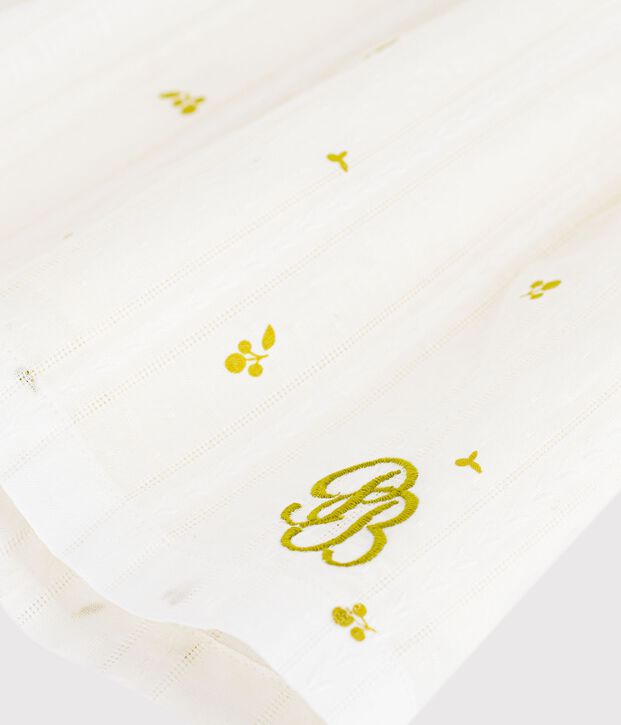 &Auml;rmelloses Baby-Kleid aus Baumwolle mit Blumenmuster weiss/gr&uuml;n