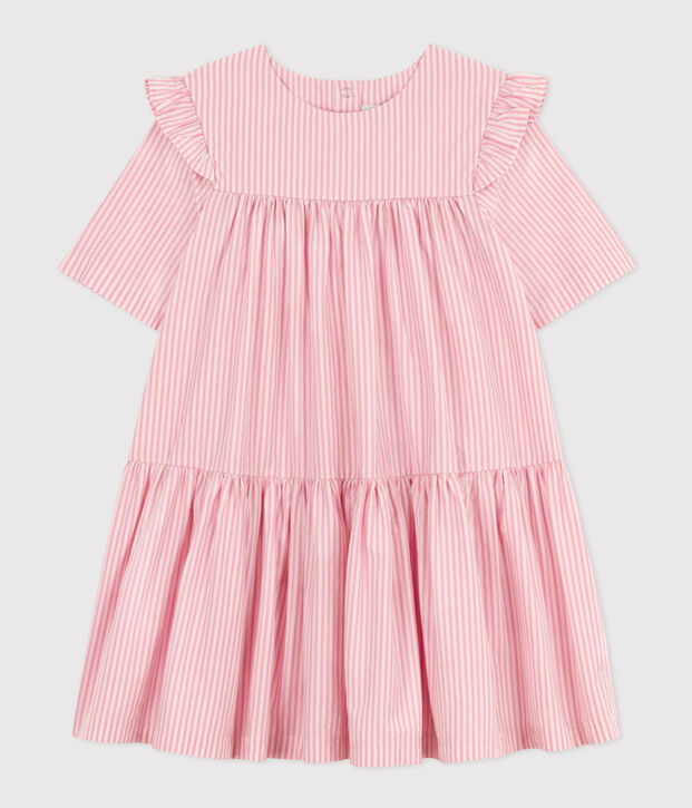Kurz&auml;rmeliges Baumwollkleid f&uuml;r M&auml;dchen rosa/rosa