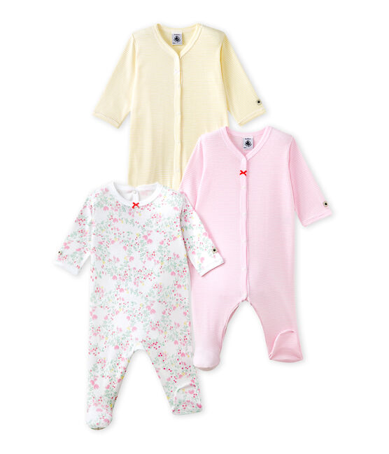 Baby-Mädchen-Strampler im 3er-Set weiss LOT